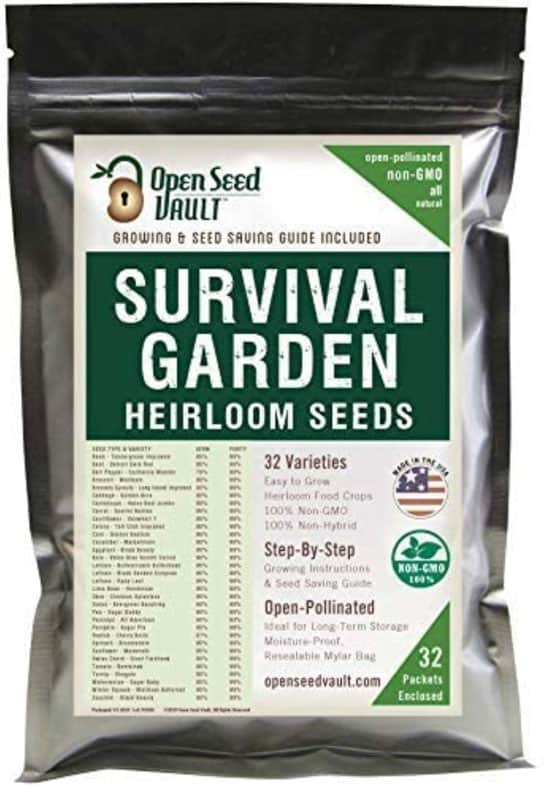 15,000 semillas de hortalizas reliquia ecológicas para jardín de supervivencia. Paquete de 32 variedades Open Seed Vault